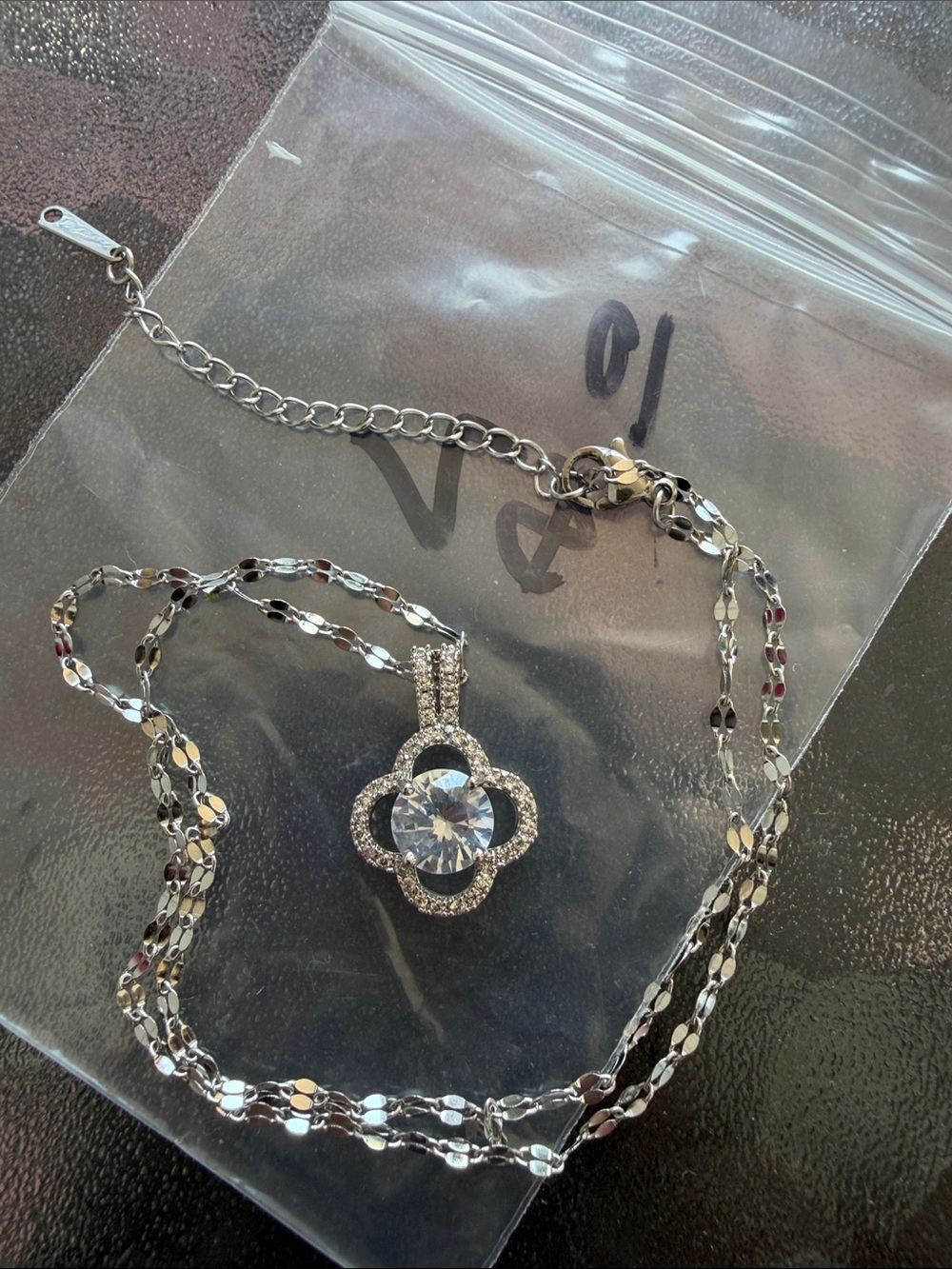 Silver Crystal Flower Pendant Necklace - Elegant Women's Jewelry